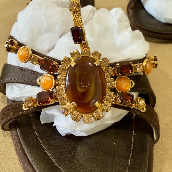 Giuseppe Zanotti Brown and Gold Sandals - Picture 4 of 16